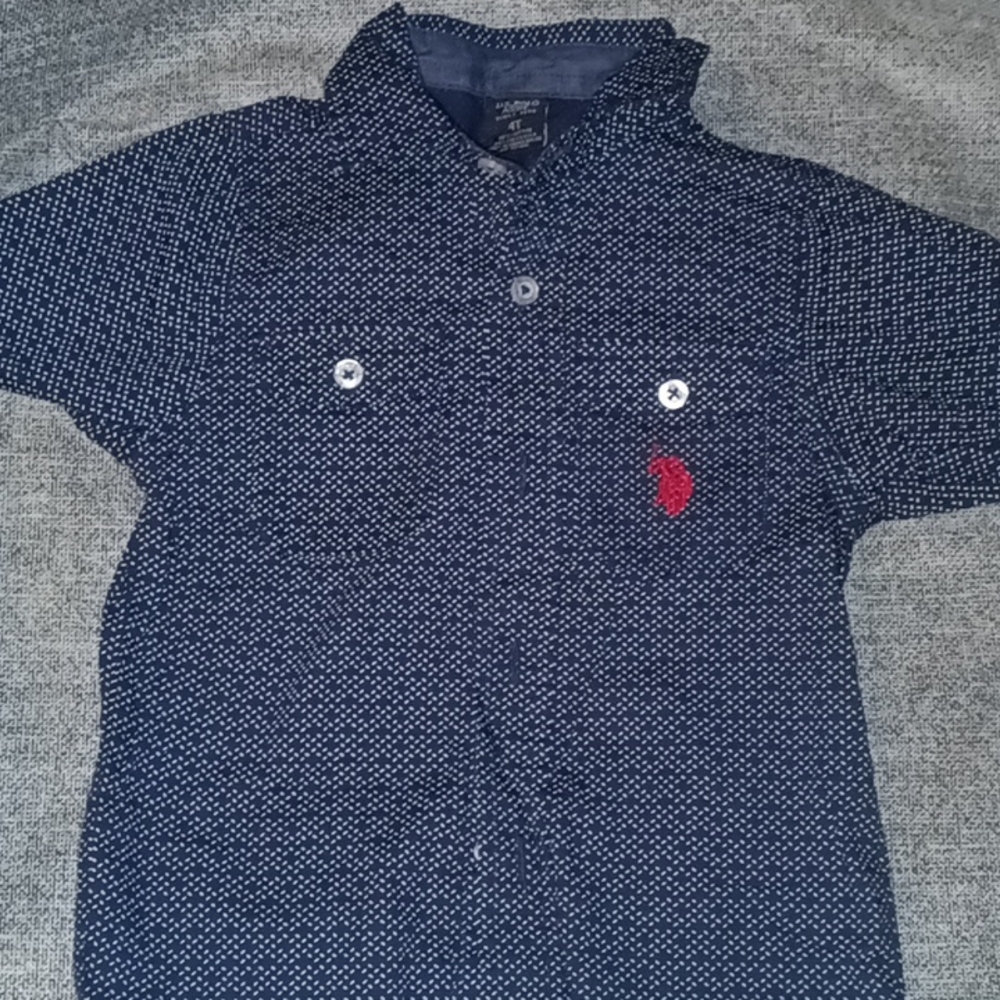 U.s. polo, 4t button down short sleeve shirt, navy